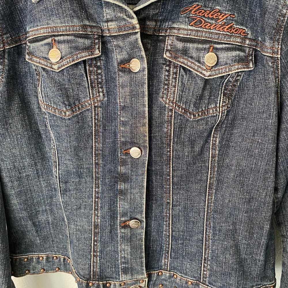 Harley Davidson Denim Jacket Vintage 90s Trucker,… - image 9