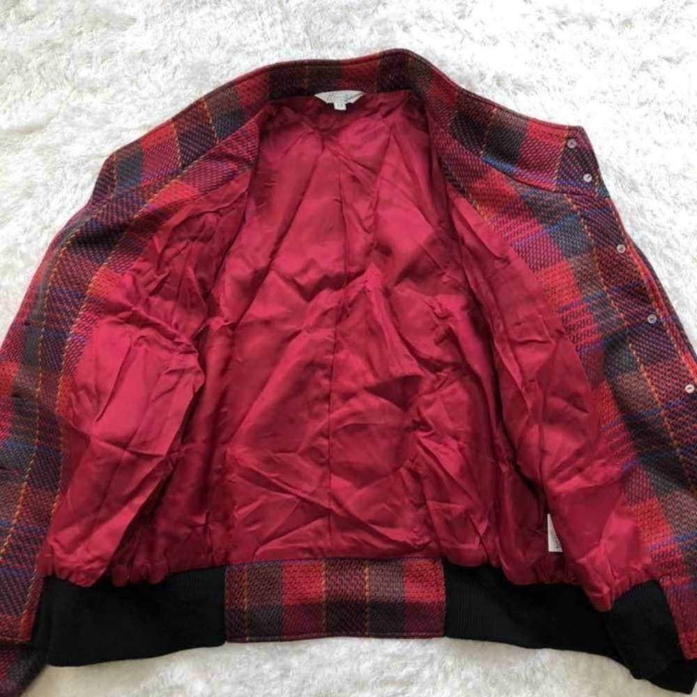 Blouson, size 13, tweed, red, check pattern, 100%… - image 5