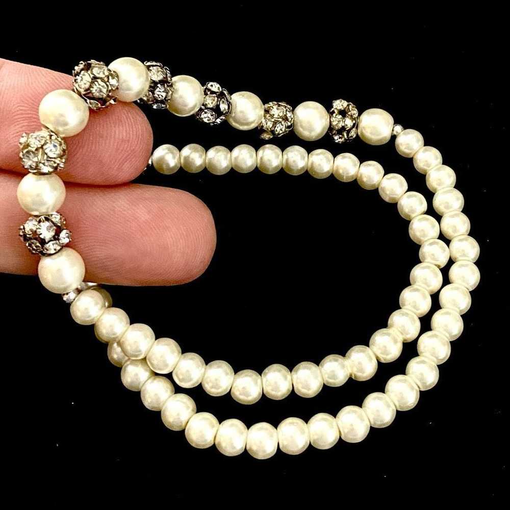 Silver AVW Vintage Napier Ivory Faux Pearl & Crys… - image 4