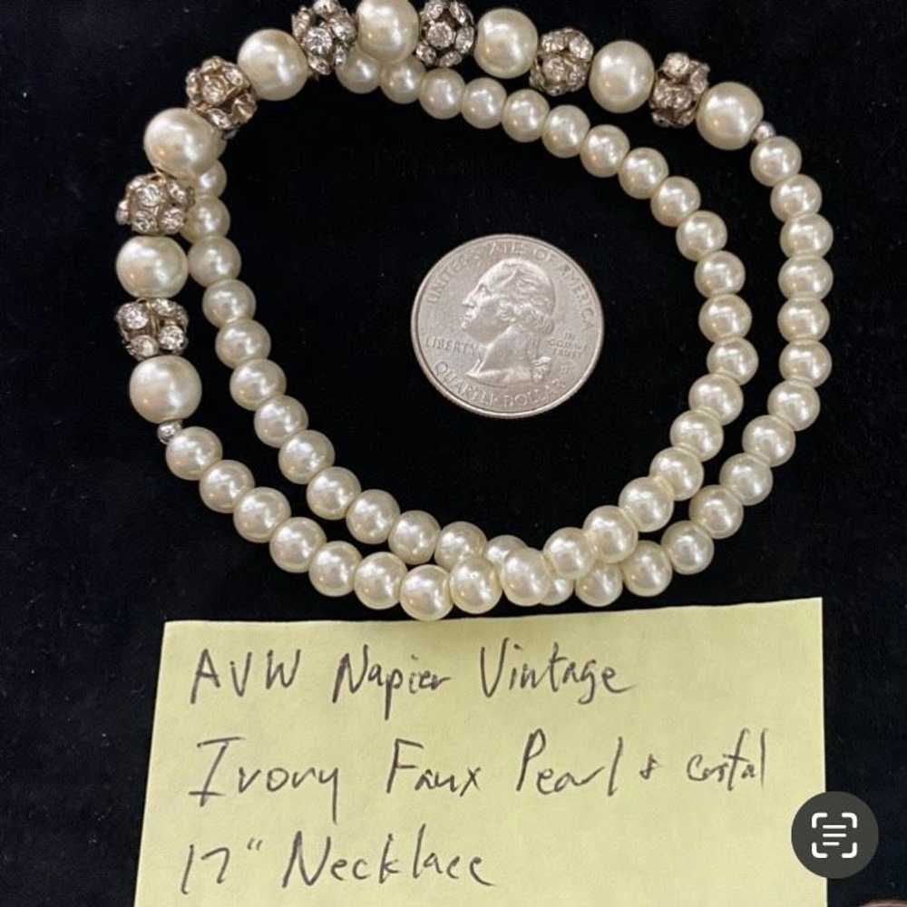 Silver AVW Vintage Napier Ivory Faux Pearl & Crys… - image 9