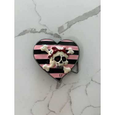 & Other Stories 3D skull on pink and black strippe