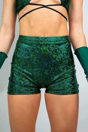 Freedom Rave Wear Emerald Holo High Waist Shorts