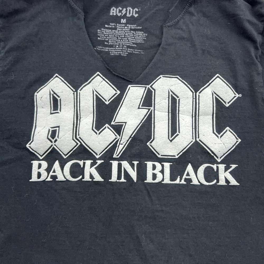 Vintage ACDC Shirt Size M Womens Back in Black Ro… - image 2