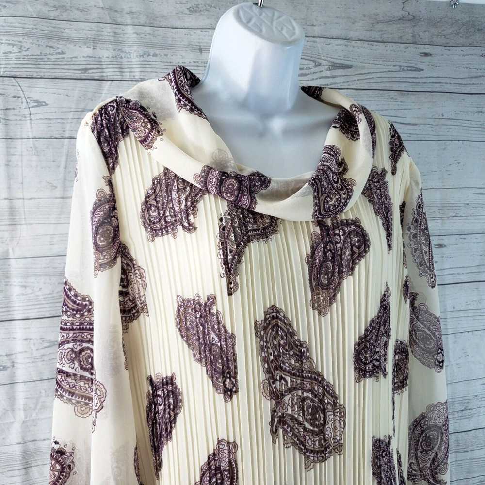 Vintage Chicos Womens Pleated Top Sz Large Ecru P… - image 2