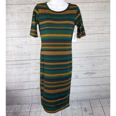 Vintage LuLaRoe Womens Julia Dress Sz XS Green Bl… - image 1