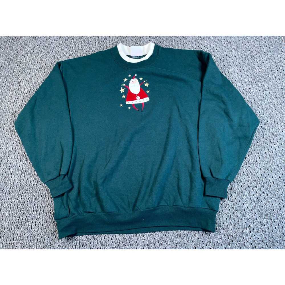 Vintage VTG Morning Sun Santa Claus Mock Neck Swe… - image 1