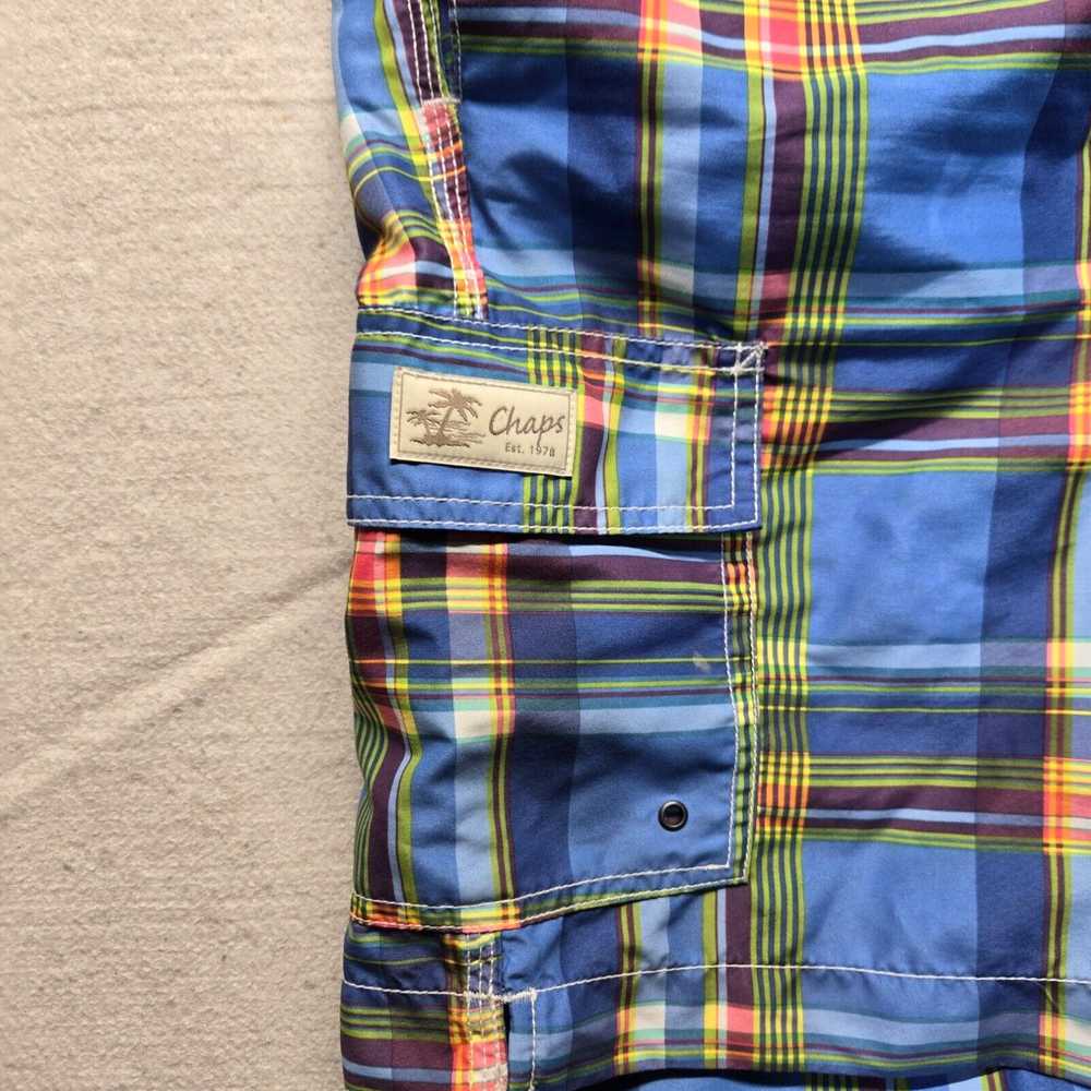 Chaps CHAPS Blue Plaid Swim Trunks Cargo Board Sh… - image 2