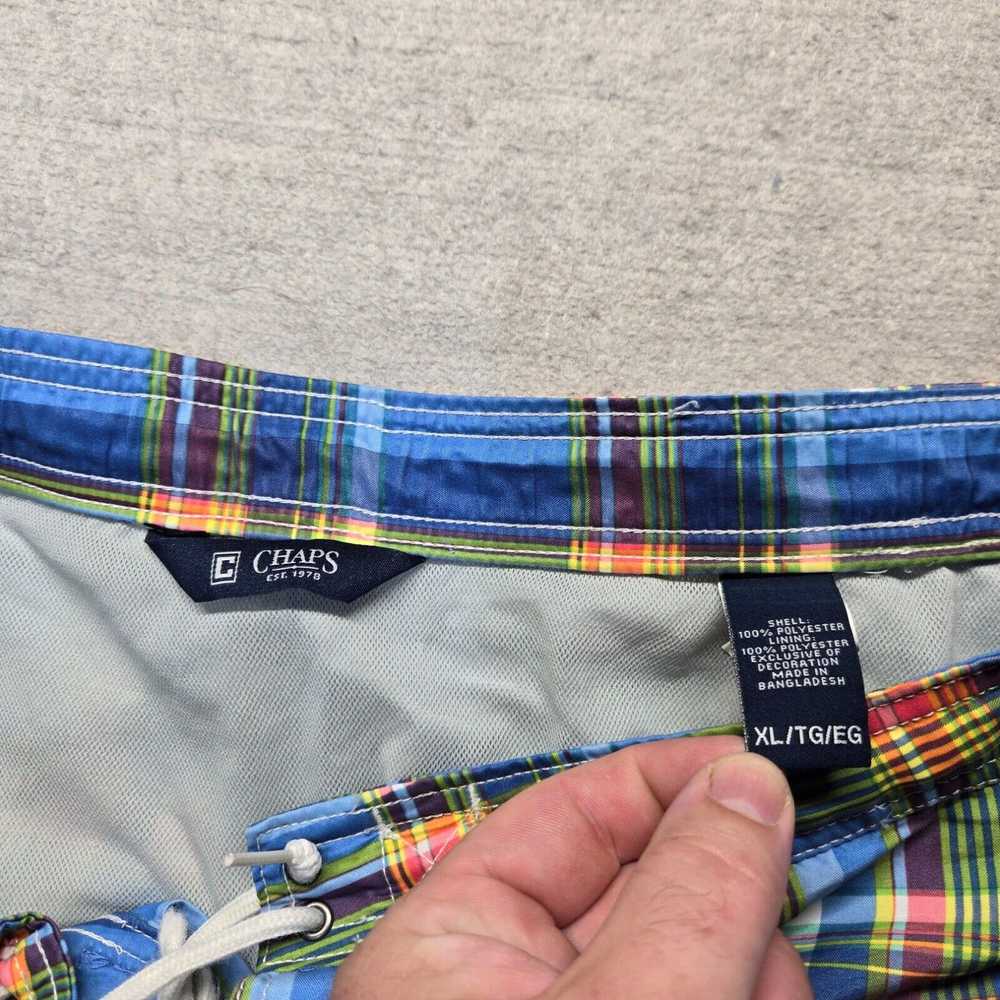 Chaps CHAPS Blue Plaid Swim Trunks Cargo Board Sh… - image 3