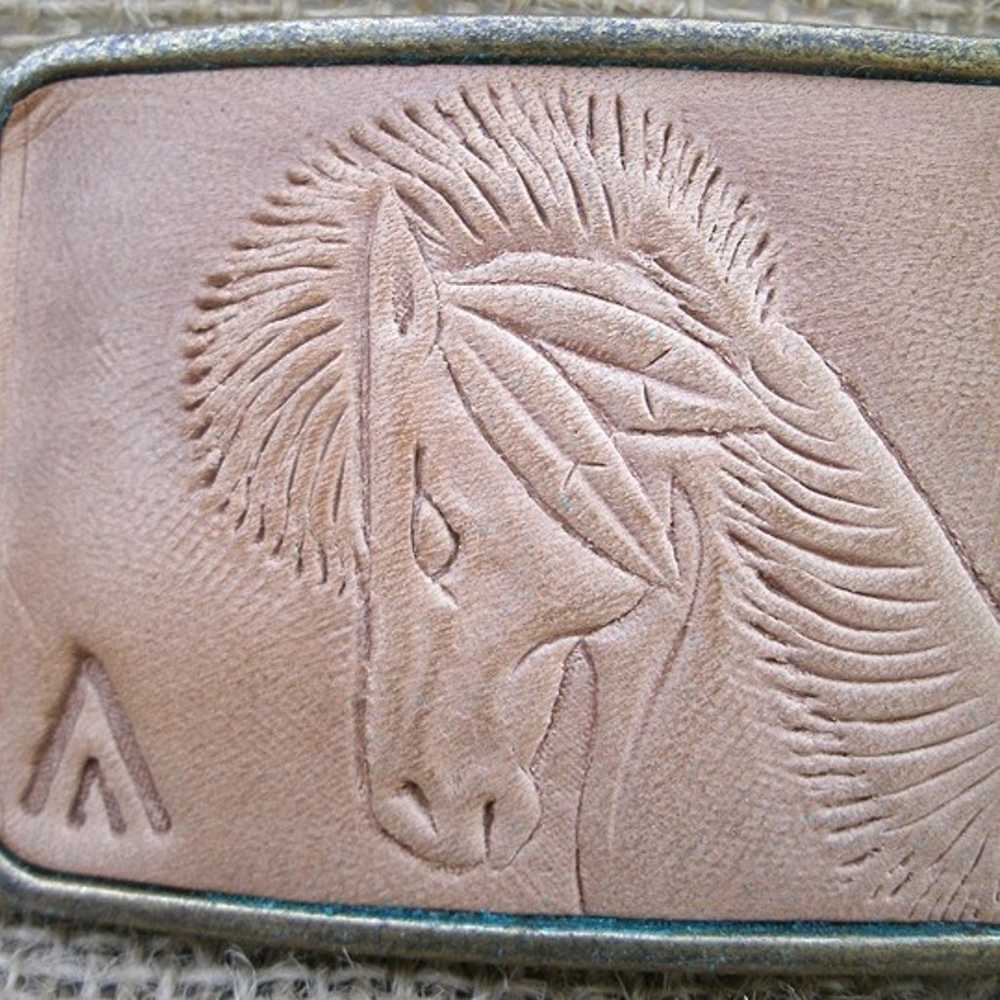 Vintage Spirit Horse Leather Belt Buckle - image 10