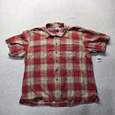 Izod IZOD Jeans Red Plaid Short Sleeve Button Up … - image 1