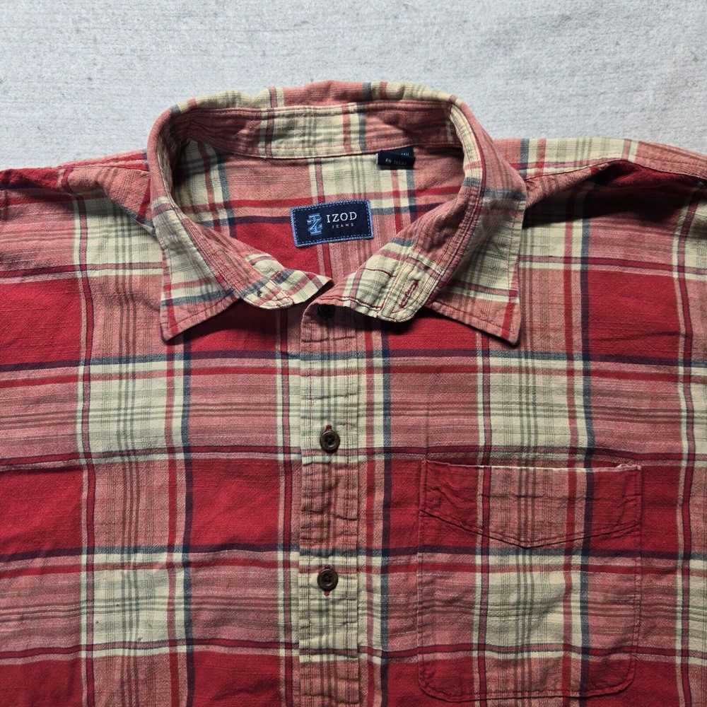 Izod IZOD Jeans Red Plaid Short Sleeve Button Up … - image 2