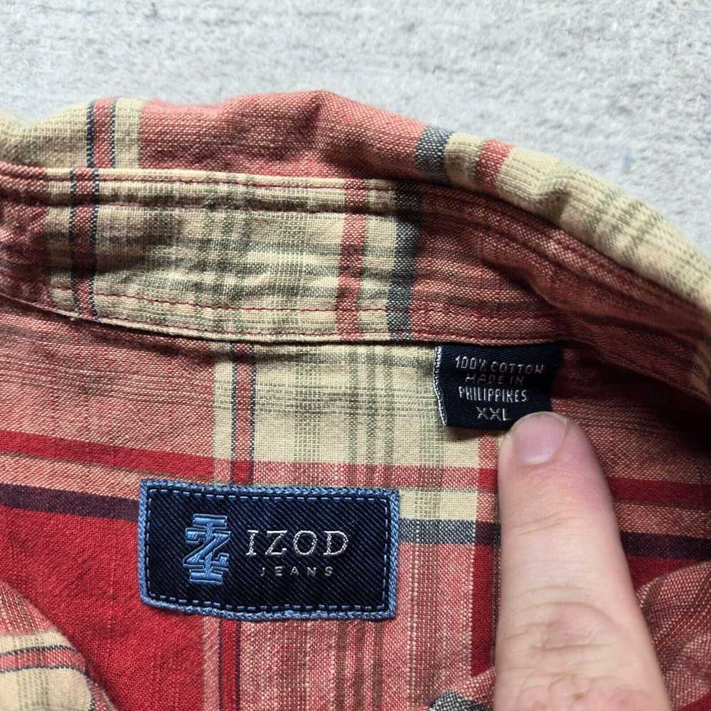 Izod IZOD Jeans Red Plaid Short Sleeve Button Up … - image 3