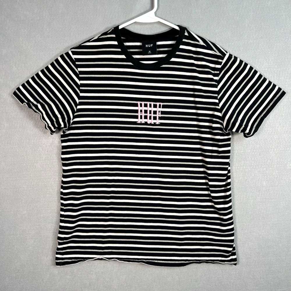 Huf HUF Striped Embroidered T Shirt Adult Medium … - image 1