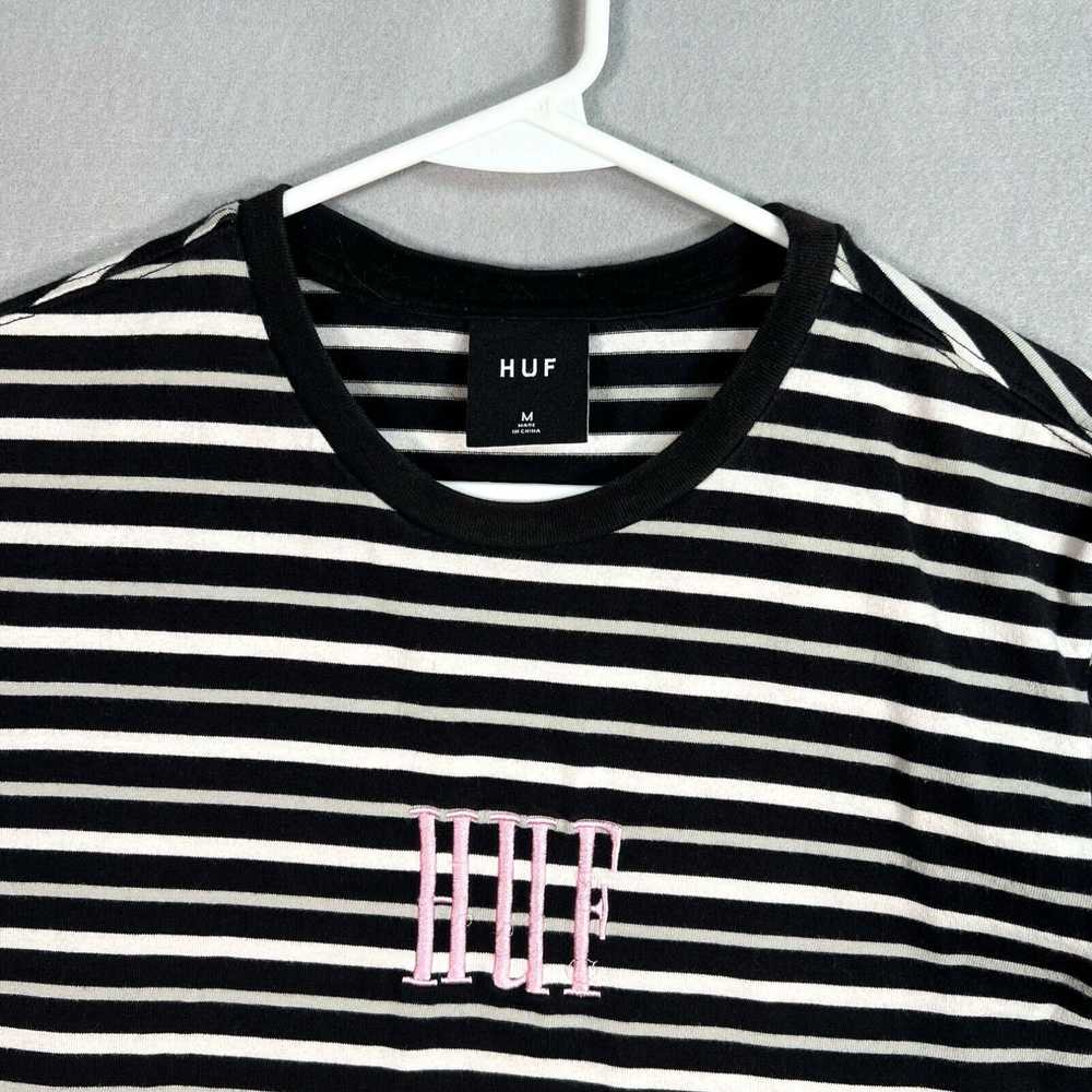 Huf HUF Striped Embroidered T Shirt Adult Medium … - image 4