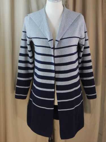 Apt. 9 Small Gray/ Navy Striped Open Front Sweater - image 1