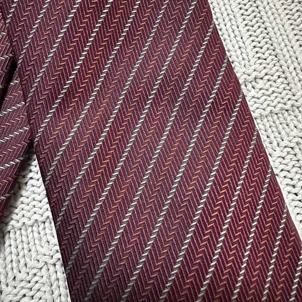 Vintage Daniel maroon striped Italian silk tie - image 2