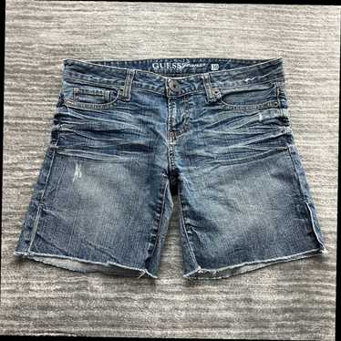 Guess Womens Medium Wash Blue Denim Cut Off Short… - image 1