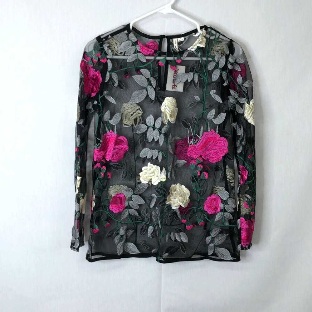 Pinko Ultra Pink Womens Black Floral Embroidered … - image 1