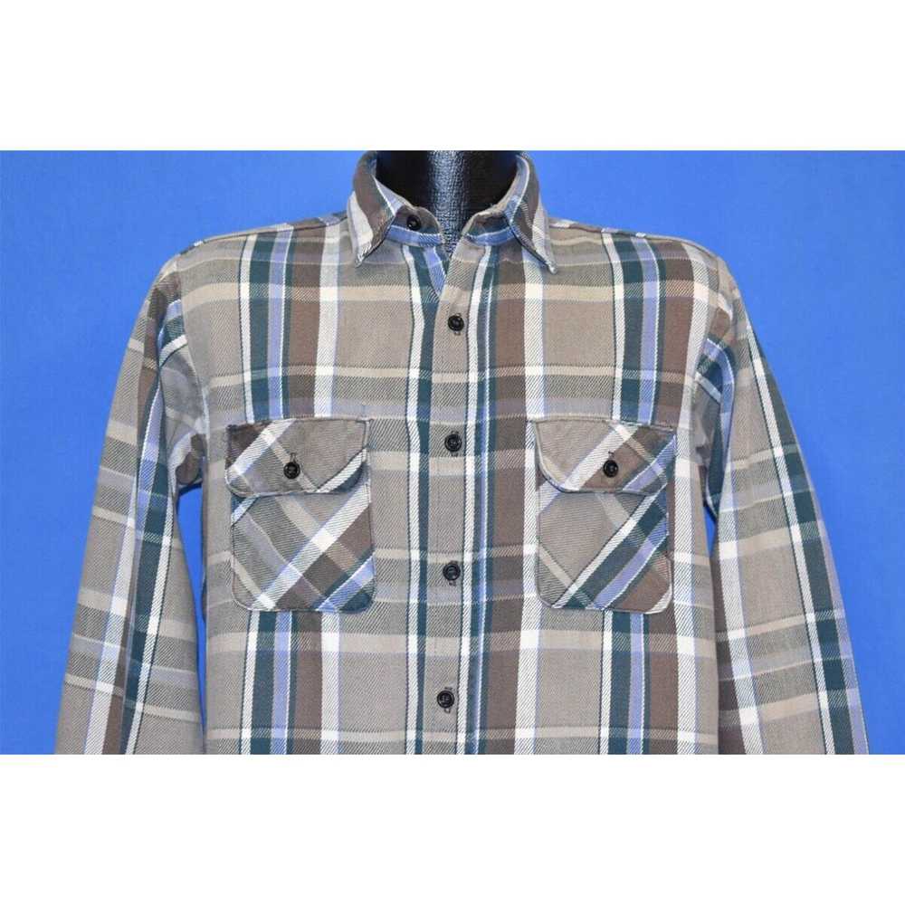 Vintage vintage 80s FIVE BROTHER BROWN BLUE PLAID… - image 1