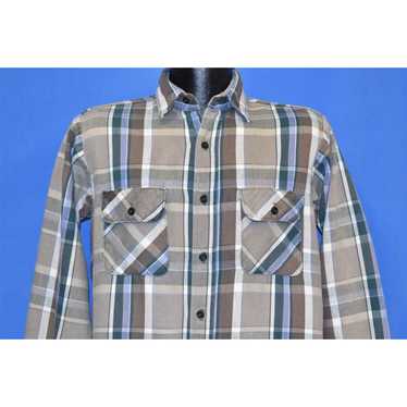 Vintage vintage 80s FIVE BROTHER BROWN BLUE PLAID… - image 1