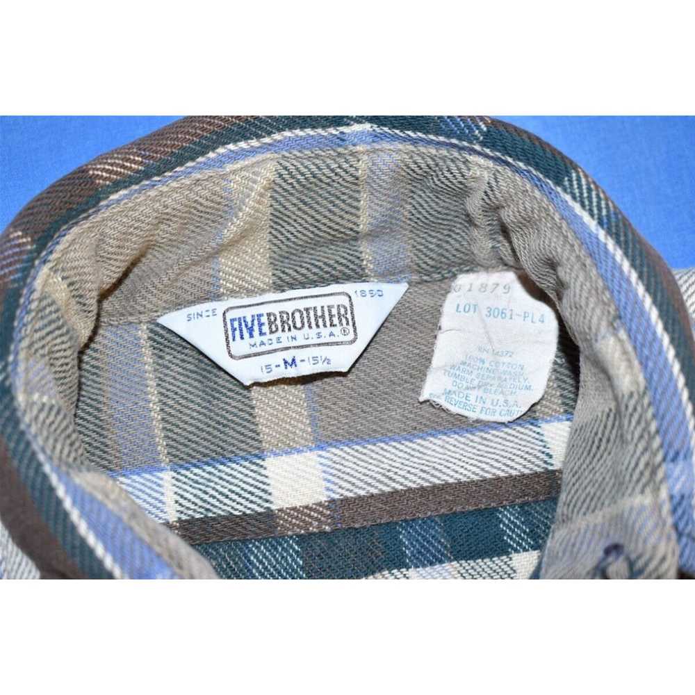 Vintage vintage 80s FIVE BROTHER BROWN BLUE PLAID… - image 3