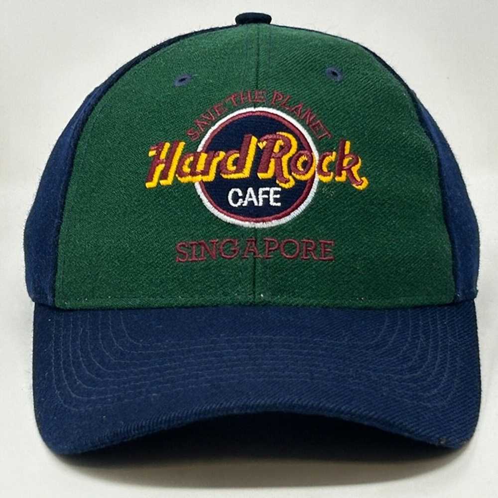 Hard Rock Cafe Singapore Hat Vintage 90s Blue Gre… - image 10