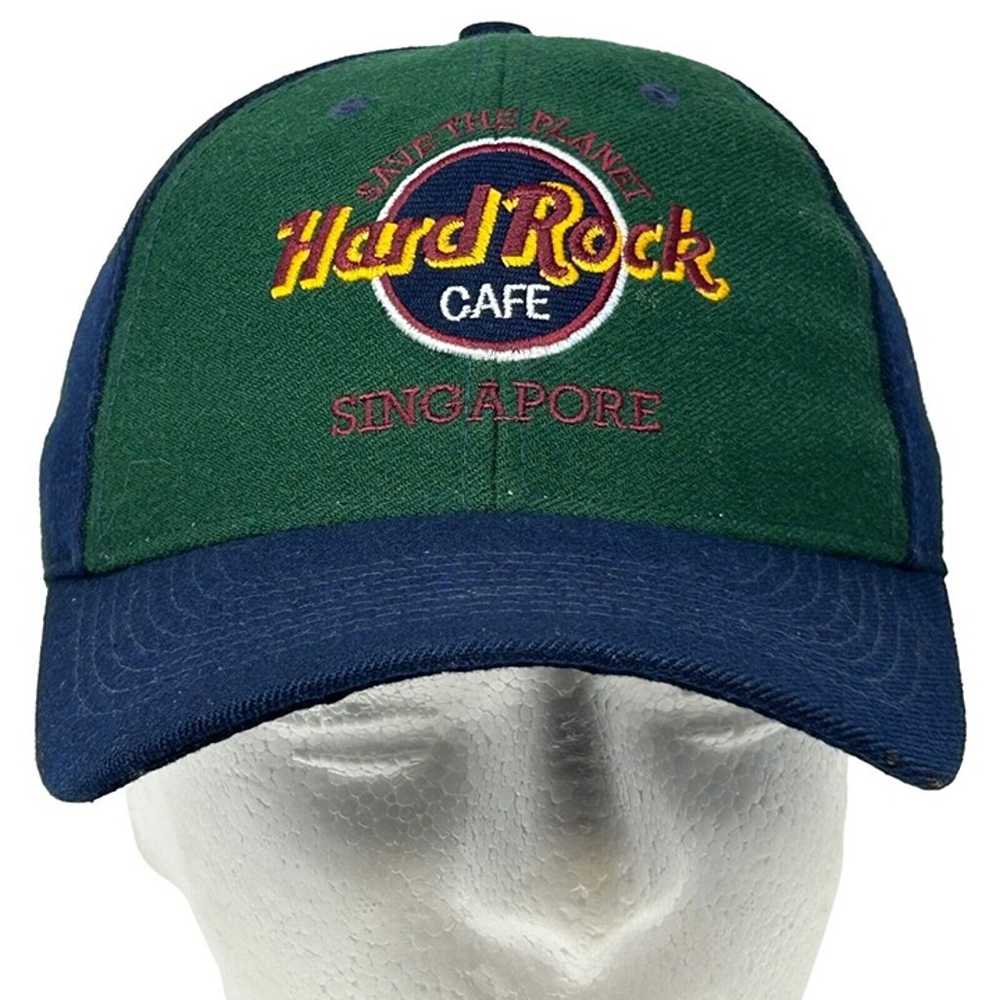 Hard Rock Cafe Singapore Hat Vintage 90s Blue Gre… - image 2