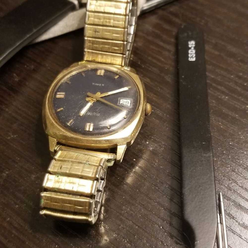 gold vintage BLACK timex electric - image 7