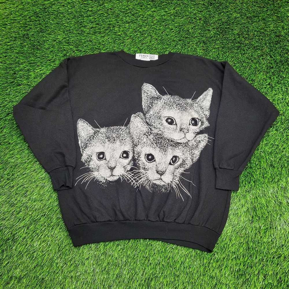 Vintage Vintage Cute Cat Feline Sweatshirt Teens … - image 1