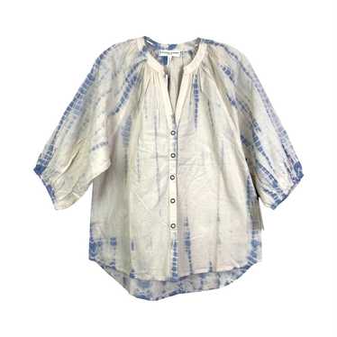 Apiece Apart Blue and White Tie Dye Mitte Top - image 1