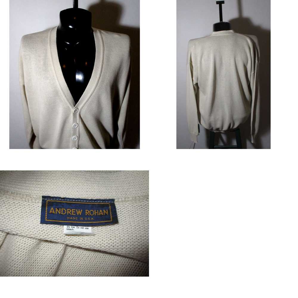 Vintage Men's ANDREW ROHAN Biege Cardigan Sweater… - image 4