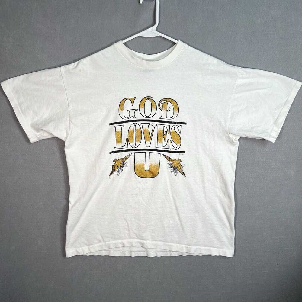 Vintage Vintage 90s God Loves You Jesus Tee T Shi… - image 1