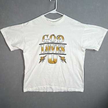 Vintage Vintage 90s God Loves You Jesus Tee T Shi… - image 1