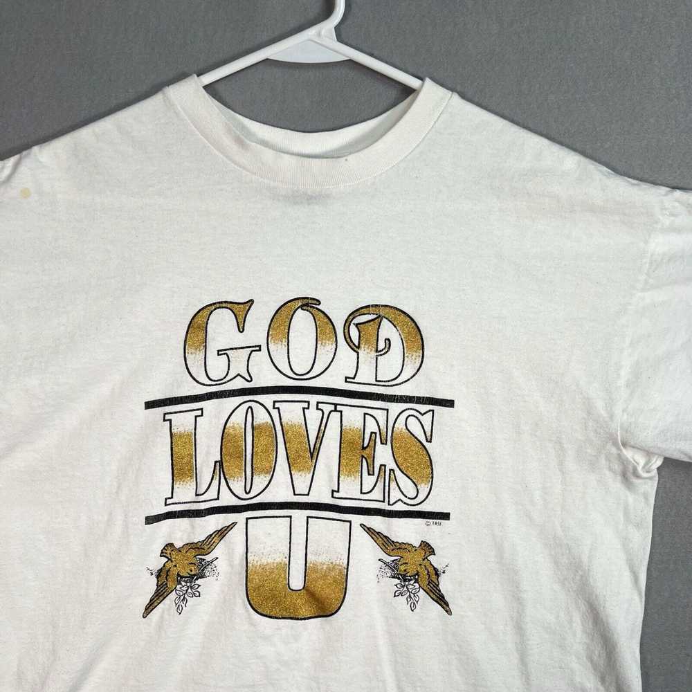 Vintage Vintage 90s God Loves You Jesus Tee T Shi… - image 4