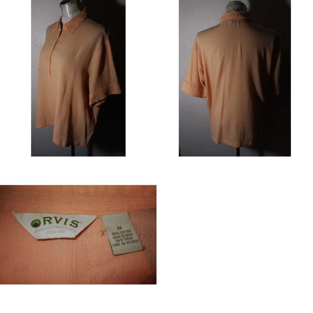 Orvis Women's ORVIS Peach Orange Short Sleeve But… - image 4