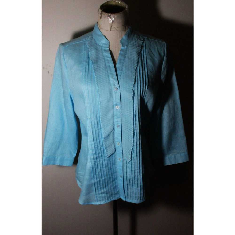 Vintage Women's TWEEDS Blue 100% Linen 3/4 Sleeve… - image 1