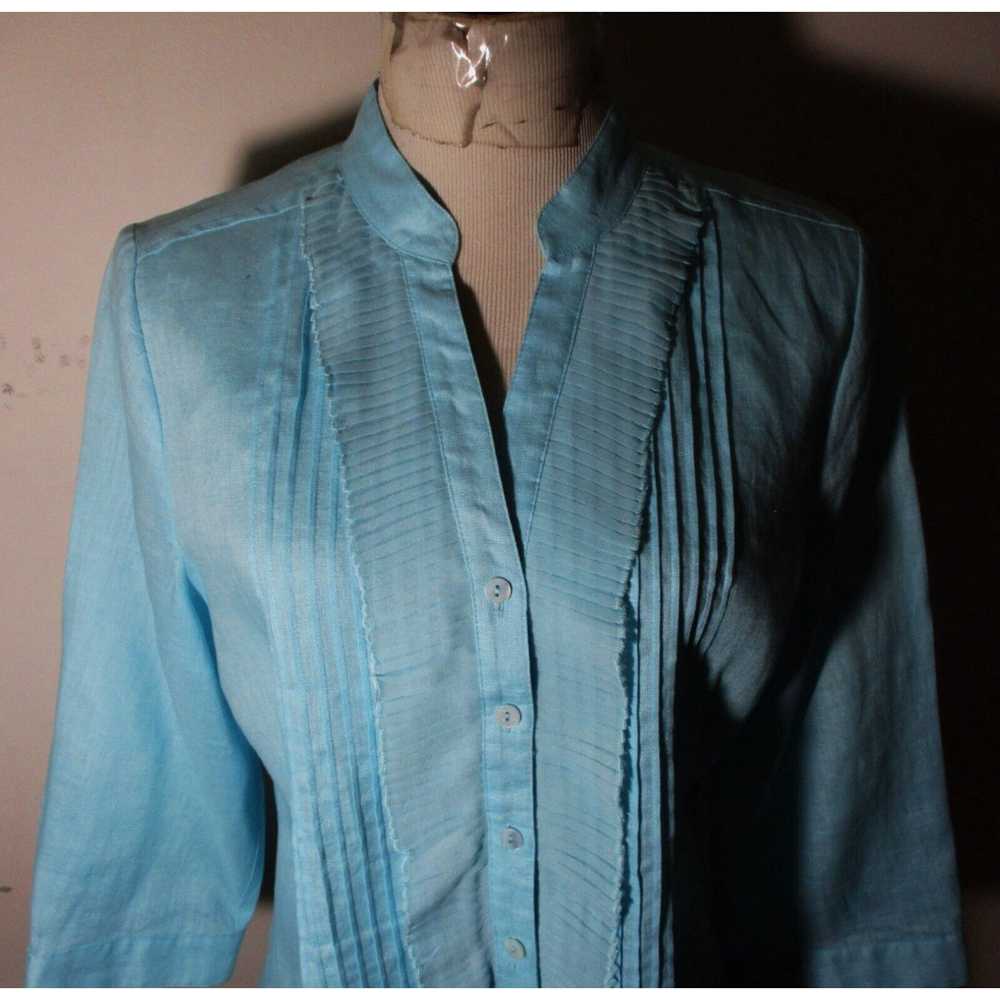 Vintage Women's TWEEDS Blue 100% Linen 3/4 Sleeve… - image 2