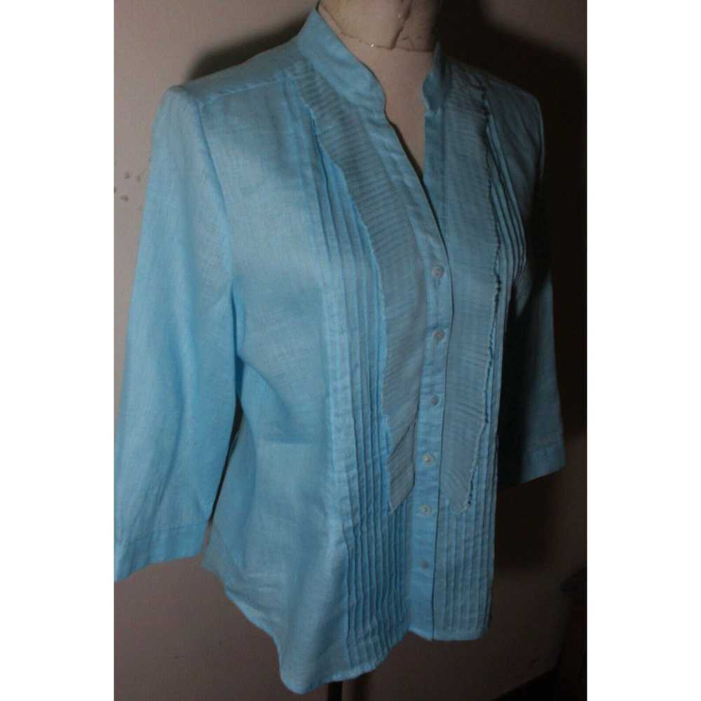 Vintage Women's TWEEDS Blue 100% Linen 3/4 Sleeve… - image 3