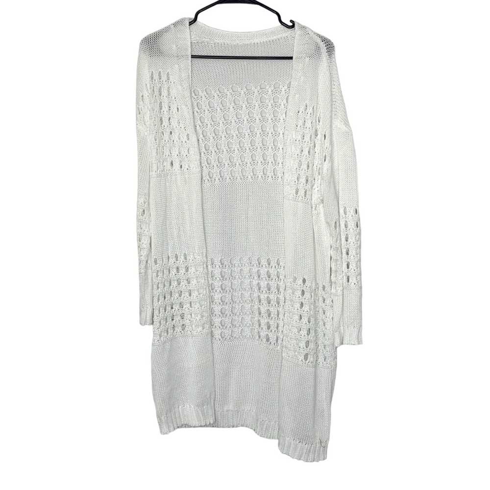 Shein SheIn Womens White Knitted Long Sleeve Open… - image 1