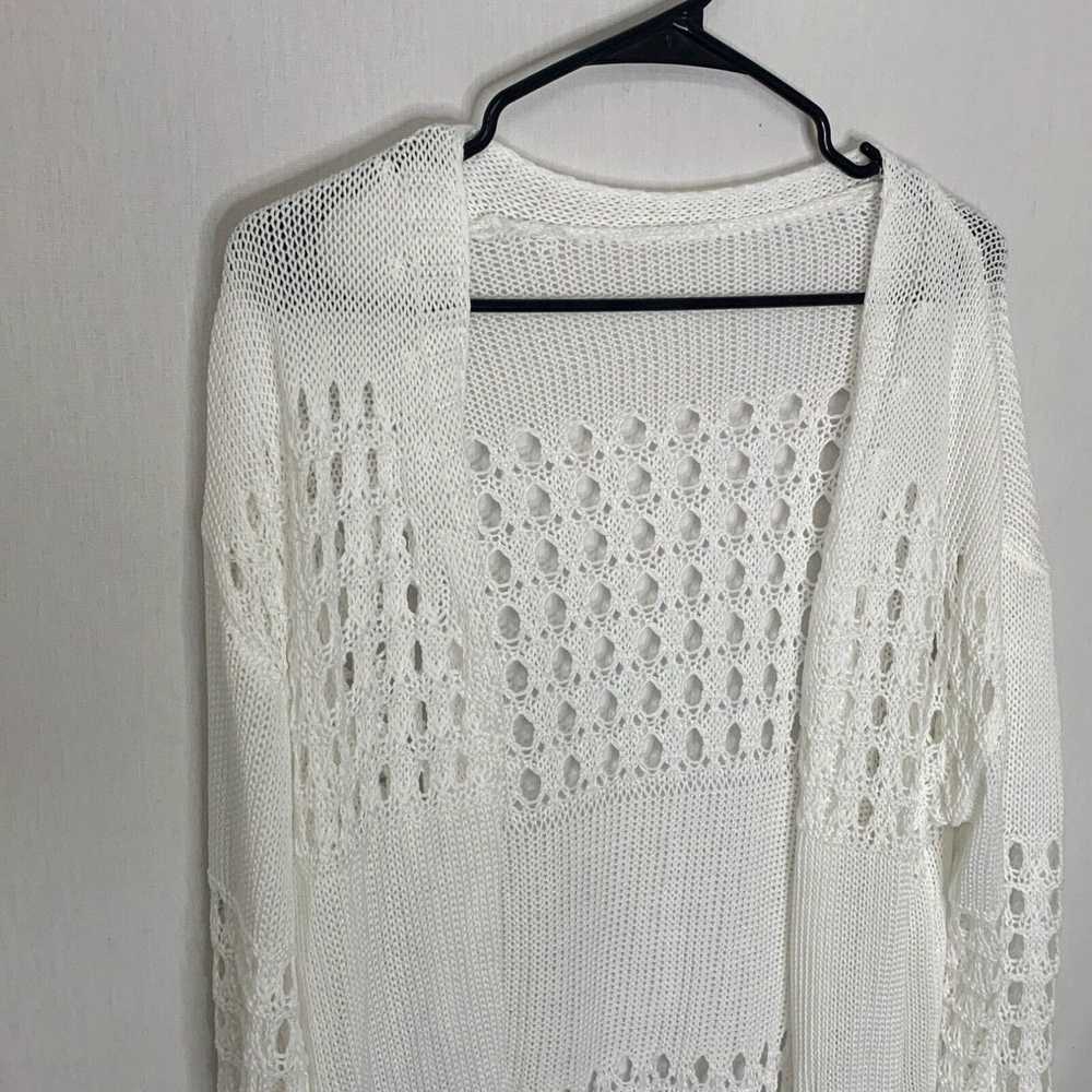 Shein SheIn Womens White Knitted Long Sleeve Open… - image 3