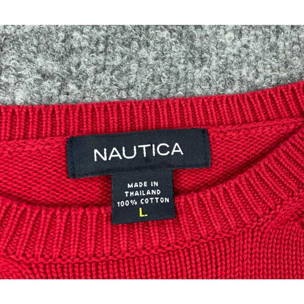 Nautica Nautica Red Gray Spell Out Sweater Adult … - image 3