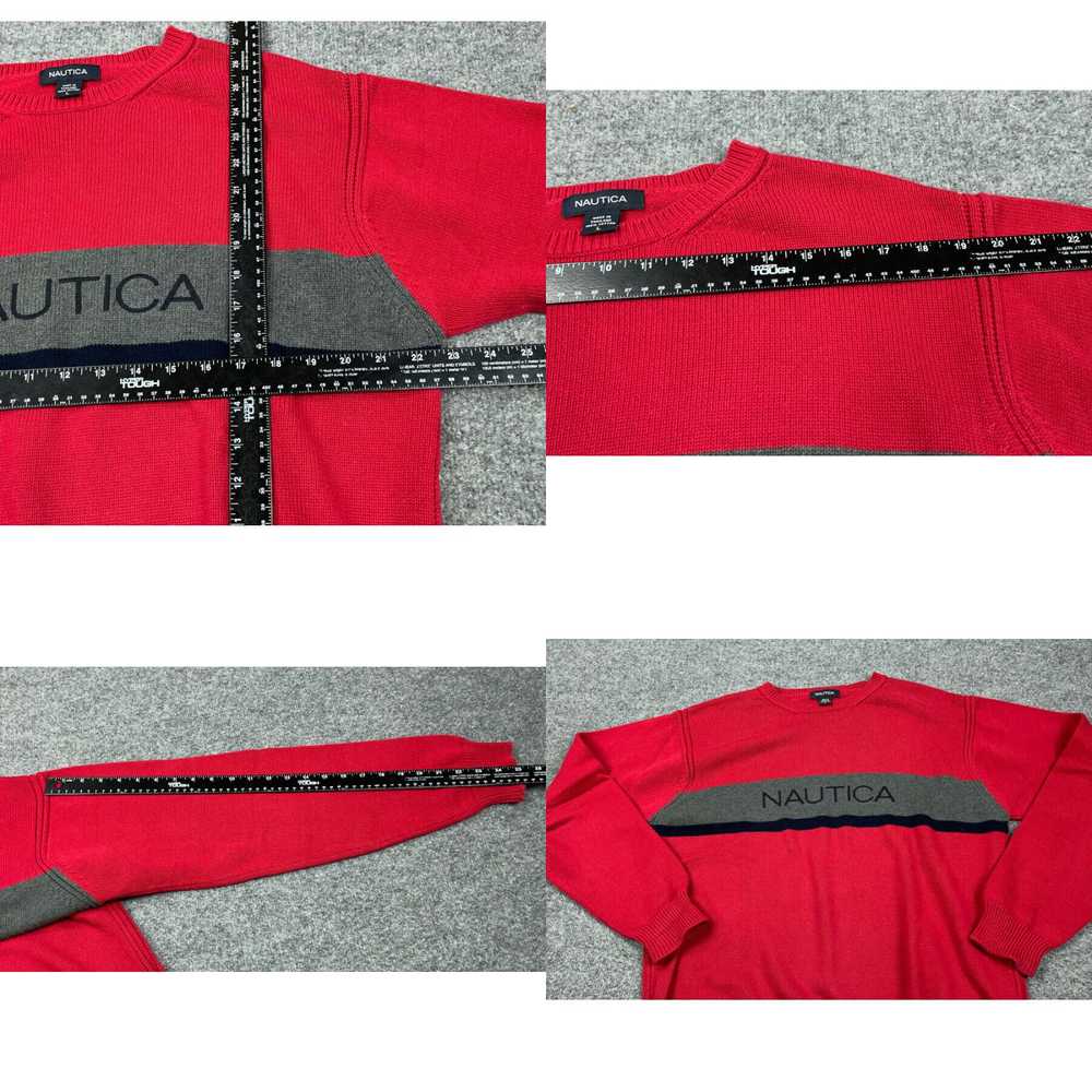 Nautica Nautica Red Gray Spell Out Sweater Adult … - image 4