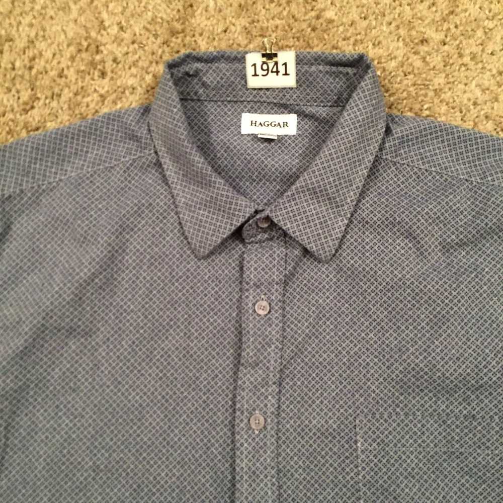 Haggar Haggar Button Up Shirt Mens XXL Blue Geome… - image 3