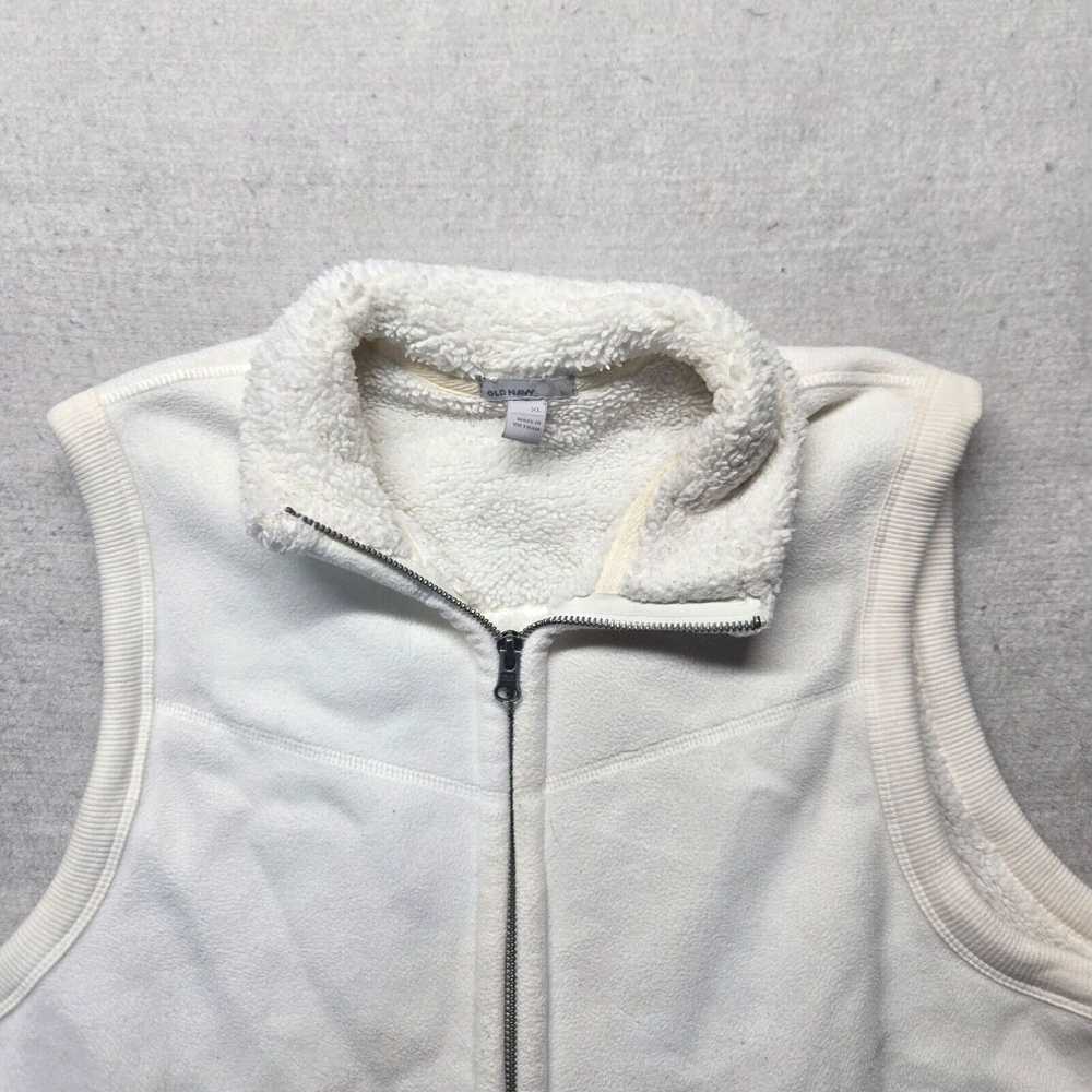 Old Navy Old Fleece Sweater Vest Solid White Full… - image 2