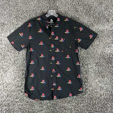 Sony PlayStation Sony Logo Multicolor Button Up Sh