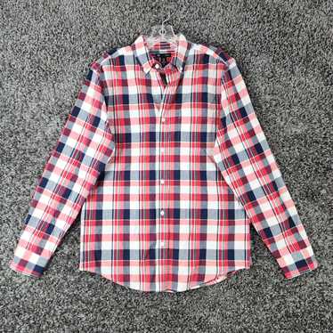 Gap Gap Mens Red Blue Plaid Long Sleeve Slim Butt… - image 1