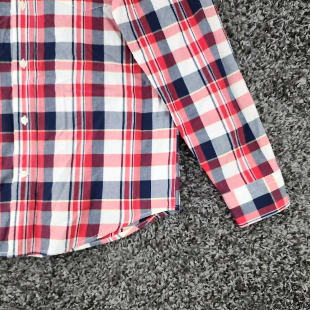 Gap Gap Mens Red Blue Plaid Long Sleeve Slim Butt… - image 2