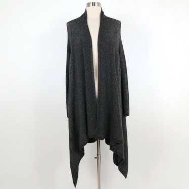 Alice + Olivia Black Calf Hair Lamb Leather Wool shops Open Draped Jacket Cardigan