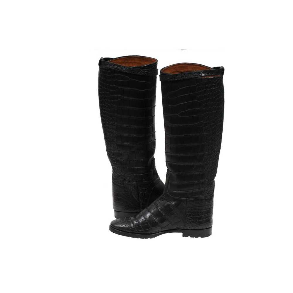 Hermes Crocodile Riding Boot Black Leather Lug Al… - image 10