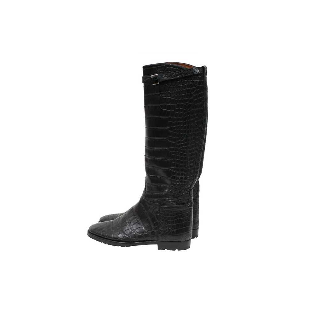 Hermes Crocodile Riding Boot Black Leather Lug Al… - image 6